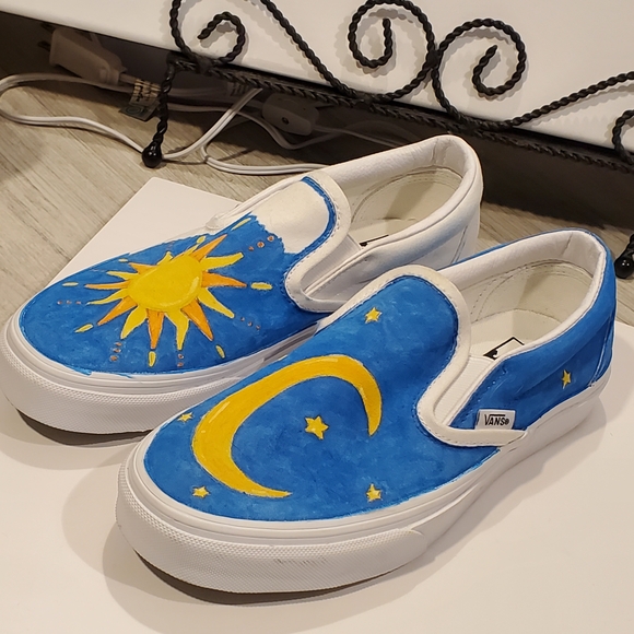 Vans Shoes - Vans Sun & Moon Blue and White Celestial Sneakers Womens 7.5